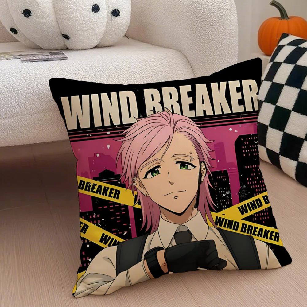 Sports Japanese Anime W-Wind Breaker Cushion Cover Throw Pillow Cover Hidden Button Durable Polyester Chair Cushion