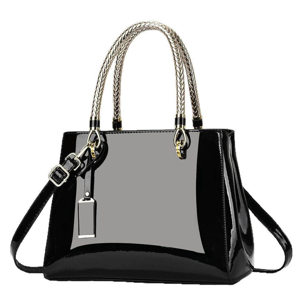 Luxusmode Lackleder Tragetasche, Große Kapazität Glänzende Schulterhandtasche Umhängetasche für Damen
