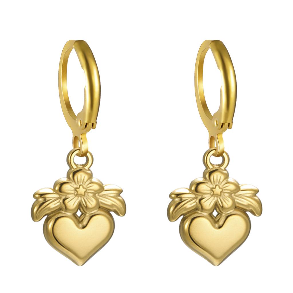 Bohemian Gold Hoop Earrings for Women with Daisy and Sunflower Pendant Charm