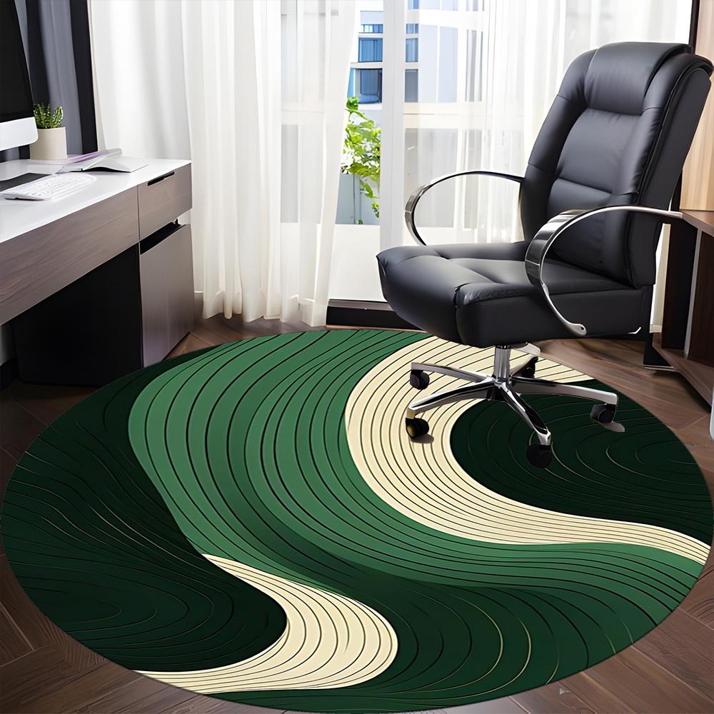 1pc Wave Flow Office Round Area Rug, Indoor Mat Suitable For Office, Under Office Chairs Bedroom Living Room Home Decor, Room Deco