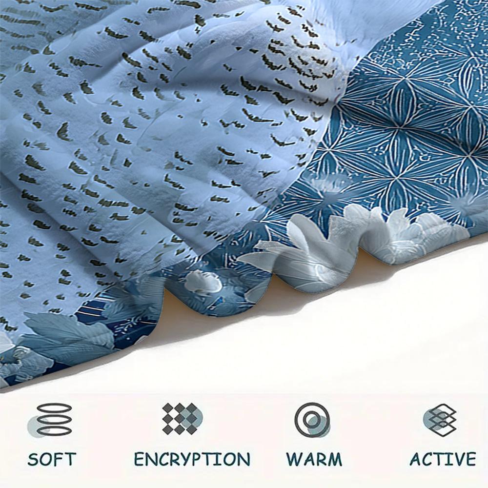 Snowy Owl Print Flannel Blanket, High quality Comfortable for All Seasons, Home Decor, Warmth and Comfort, Perfect for Christmas Gifts