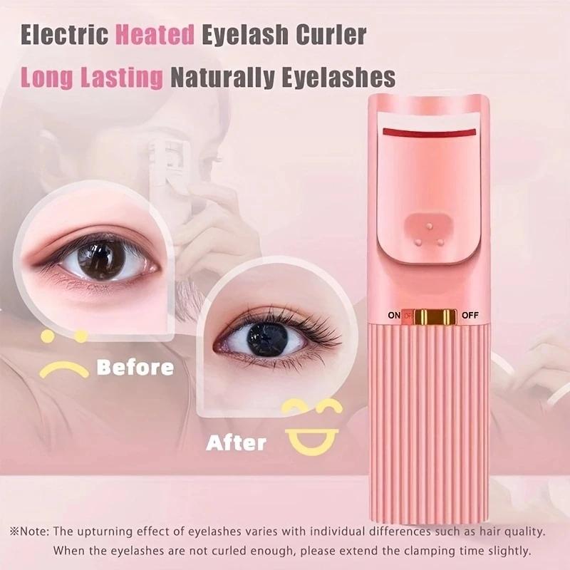 Eyelash Curler Device Makeup Tools Electric Heated Eyelash Curler Long-Lasting Curl Perm Eyelashes Clip Electric Eye Lash розовый