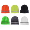 Knitting Hat Reflective Strip Design Warm Unisex Hat Outdoor Windproof Cold Resistance Elastic Hat Headwear