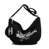 College Canvas Bag Casual Crescent Bag Letter Printed Large Capacity Crossbody Dumplings