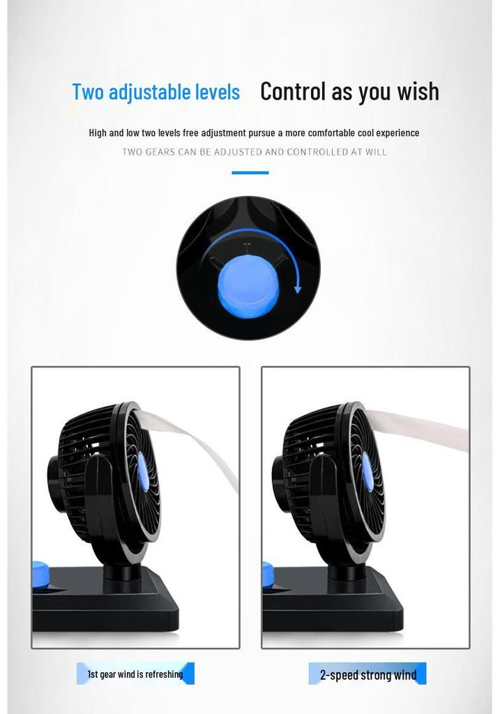 Shockproof Dual-Head Electric Fan for Vehicles (12V/24V)