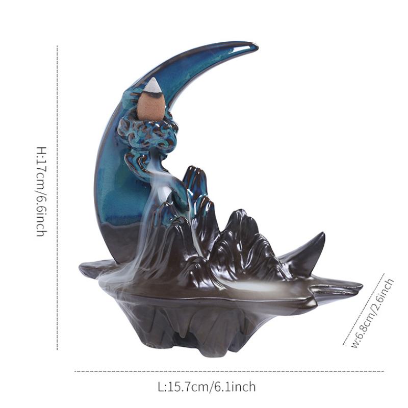 Ramadan Incense Burner with Mountain Waterfall Design and Reverse Flowing Incense Smoke Perfect for Aromatherapy and Meditation