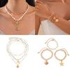 Adjustable Clavicle Chain Starfish Seashells Pearls Necklace Set Bohemian Beach Jewelry for Women Stylish Outfits