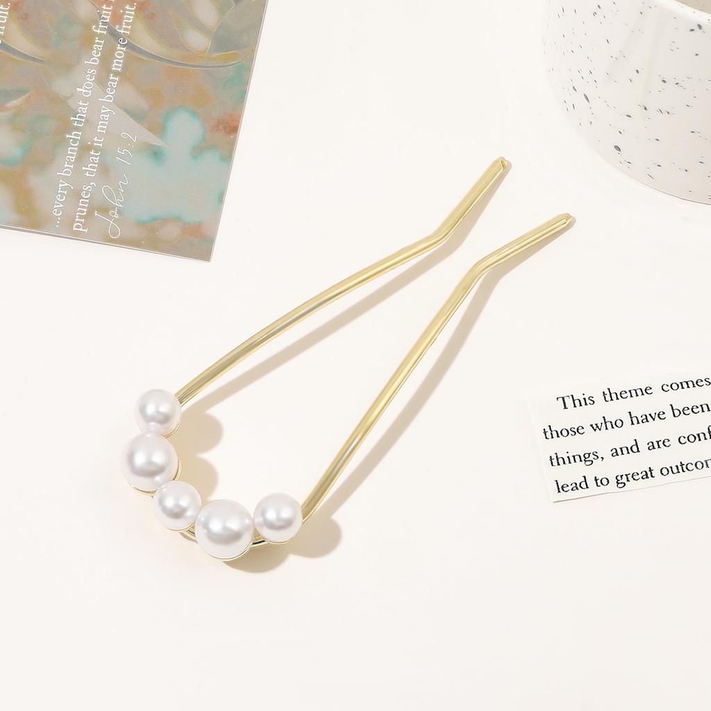 New Metal Vintage U Shape Hairpin Pearls Hair Sticks Long Hair Bun Fixed Hair Clip Wedding Womens Sweet Hair Accessories Hairpin