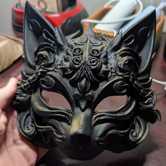Fox Masque Plastic Fox Cat Animal Cosplay Half Face Masque for Halloween Masquerade Party Costume Accessory