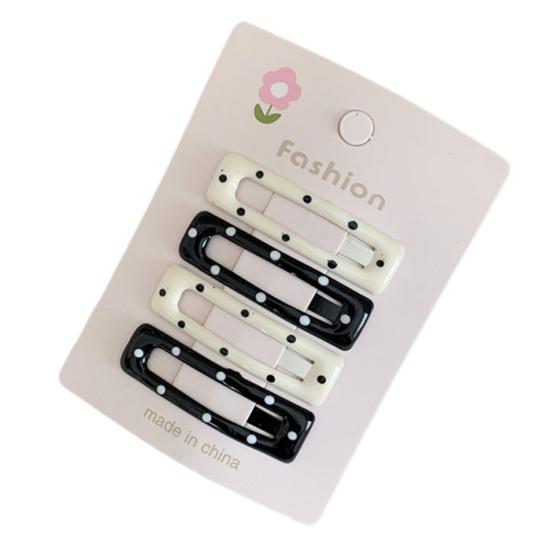 

4Pcs Girl Hairpins Metal Base Dot Print Rectangle Star Heart Shape Hair Pins Small Size Fixation Invisible Hair Clips Hair Accessories A