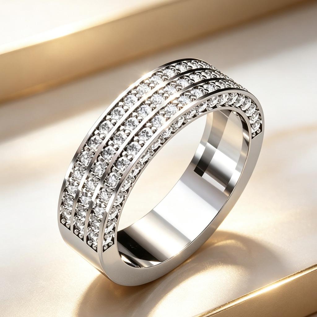 Luxury Inlaid White CZ Women's Ring Trendy Silvery Color Geometry Daily Wear Party Jewelry Anniversary Gift