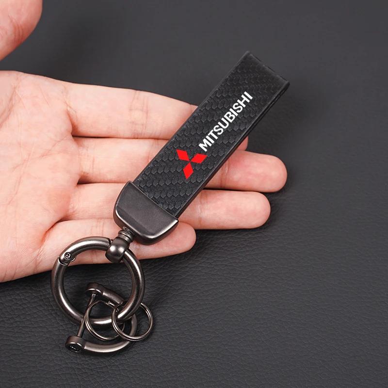 for Car Exquisite Carbon Fiber Keychain Auto Styling Custom Key Ring Mitsubishi Colt I200 Outlander Pajero Lancer Triton Jinxuan