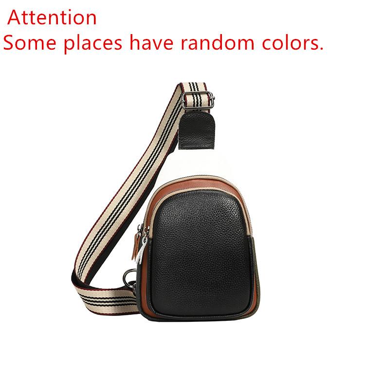 Fashion Color Stitching Cowhide Women Chest Bag Backpack Luxury Genuine Leather Multi-pocket Female Shoulder Crossbody Back Pack