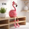 Resin Animal Ornament Cute Dangle Leg Flamingo Figurine, Tropical Polka Dot Statue, Whimsical Home Decor for Indoor Outdoor Patio Yard Shelf Party