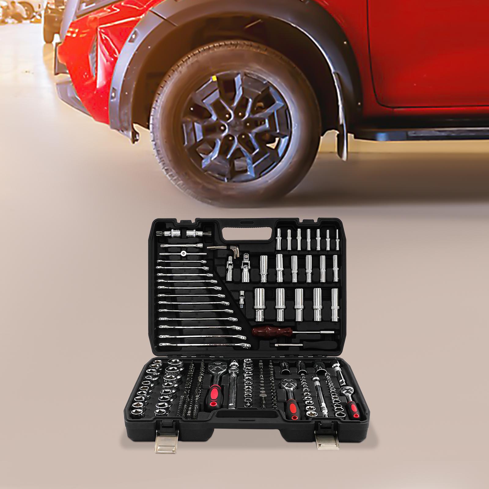 

Steel Socket Ratchet Box,Black Red 216 Pcs Rectangular Socket Ratchet Wrench Set for Woodworking Tools,Construction