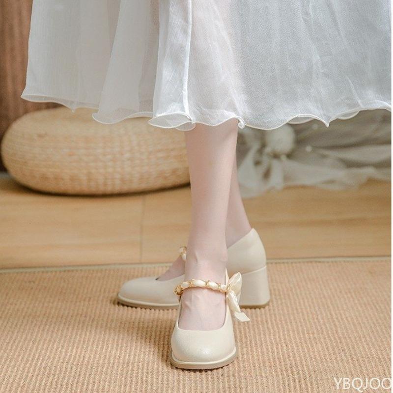 Fashion Women's High Heels Cute Square Spring New Style Versatile Elegant Simple Daily Comfortable Coarse Heels Women's Shoes