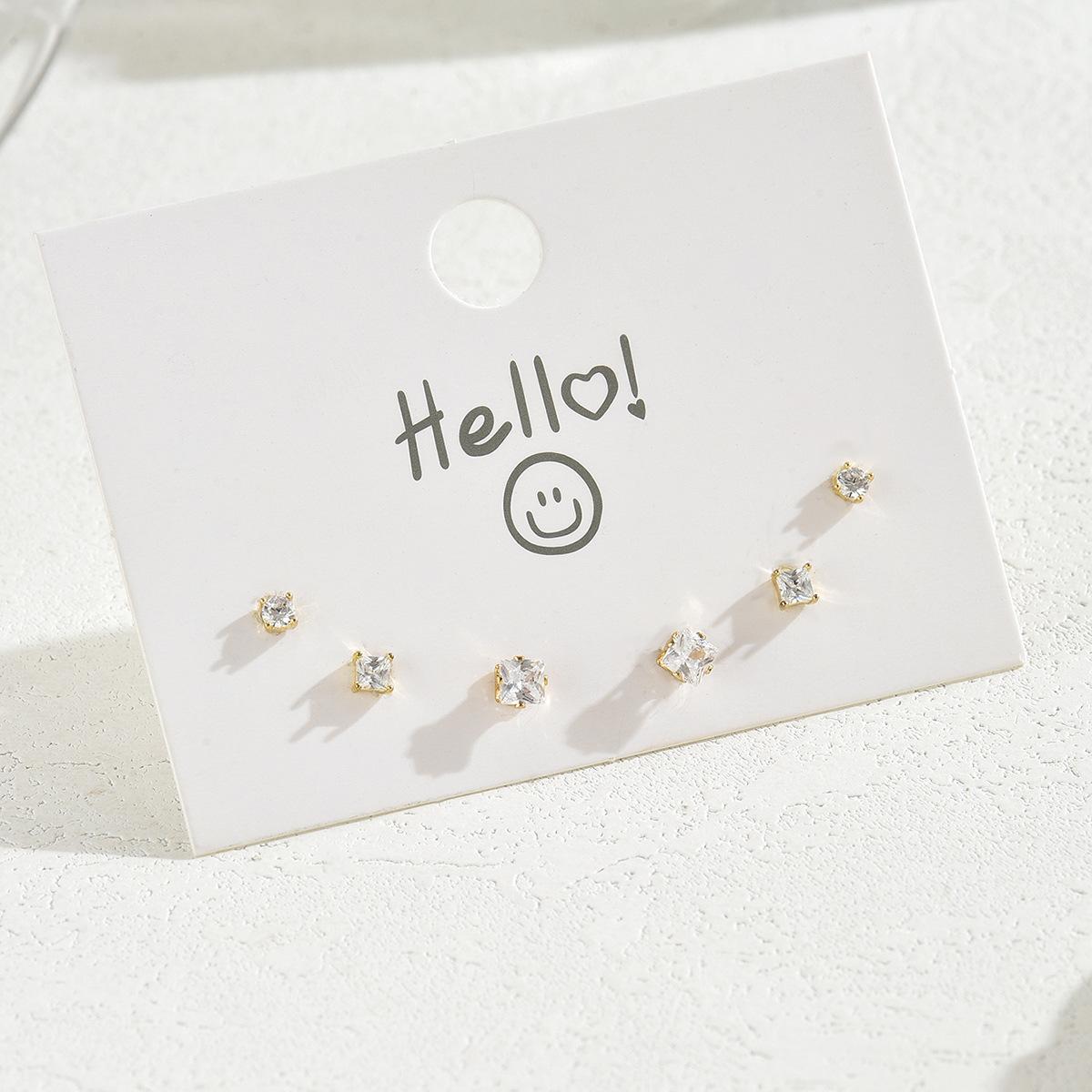 

Простые серьги набор женские серьги-гвоздики со звездой и бантом, инкрустированные цирконом, универсальные