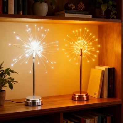 Mini Table Starburst Lights Battery Operated Dandelion Lamps with Remote LED Twinkle Firework Light for Christmas Dinner Decor