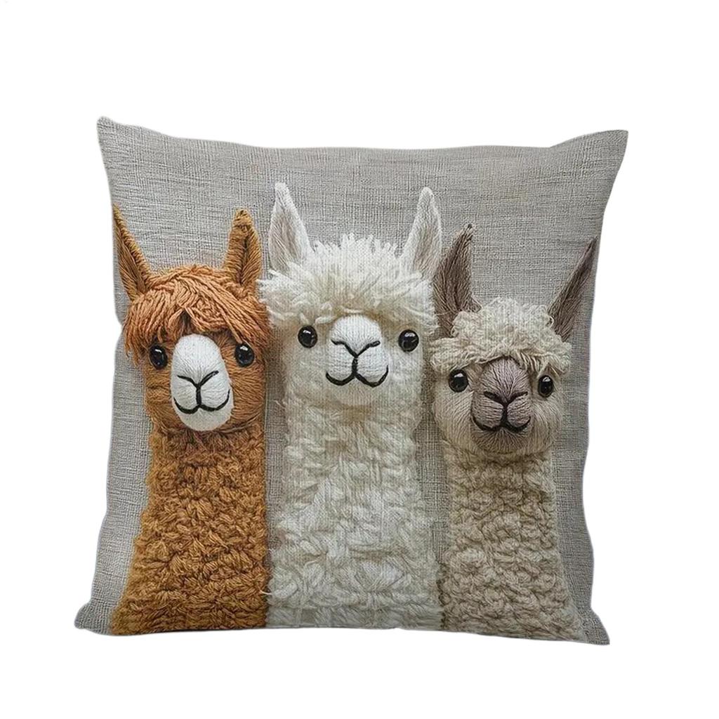 Kissenbezüge 1 Stück Niedliche Alpaka Familie 2D Flach-gedruckter Kissenbezug für Zuhause Sofa Kissenbezug Heimzimmer Schlafsaal Dekoration