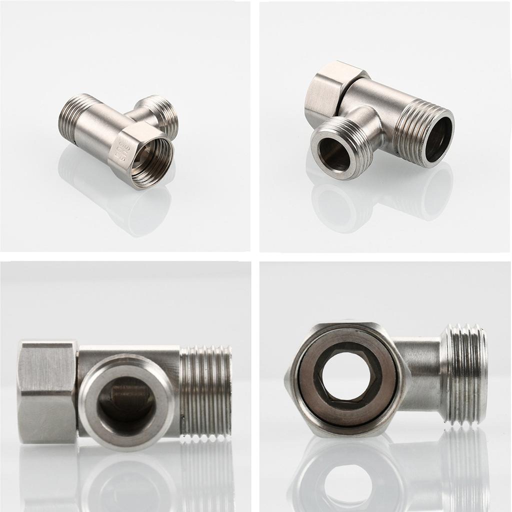 Stainless Steel 3 Way Water Splitter Connector Male Female Threads For Garden Irrigation System