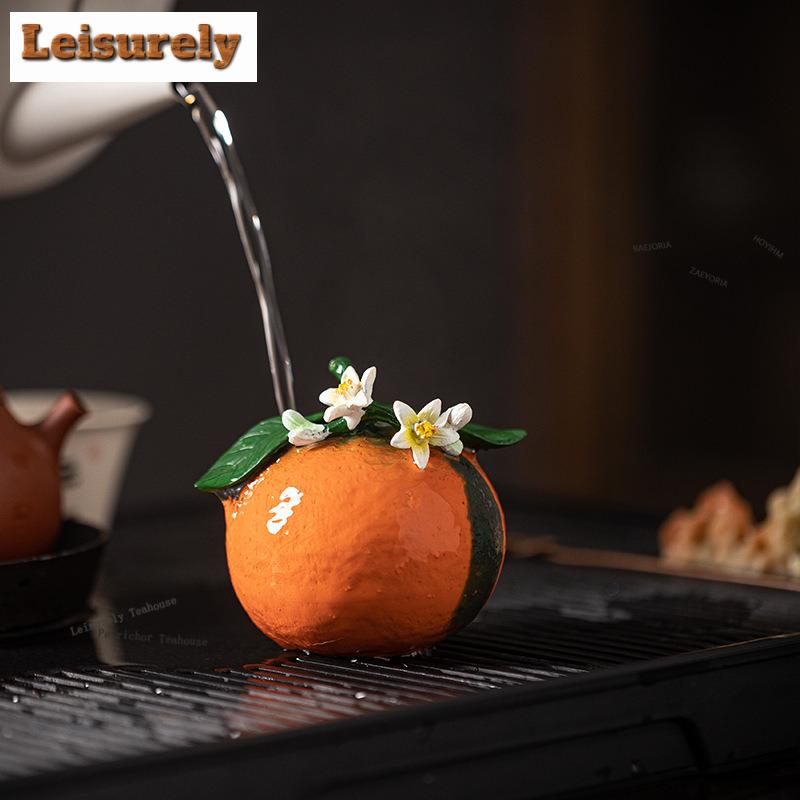 Color-changing Orange Flower Tea Pet Antique Fish Tank Landscaping Tea Figurine Play Toys Tea Statue Ornaments Craftsmanship
