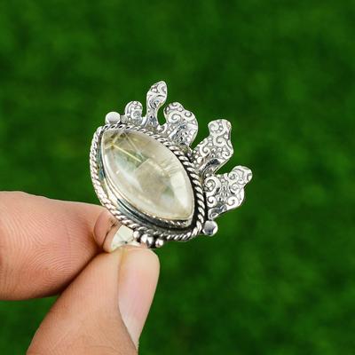 Gift For Her Natural Golden Rutile Stackable Adjustable Ring 925 Silver