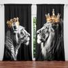 2pcs Crown Lion Printed Curtain for Home Decor - Rod Pocket Window Treatment for Bedroom, Office, Kitchen, Living Room,and Study