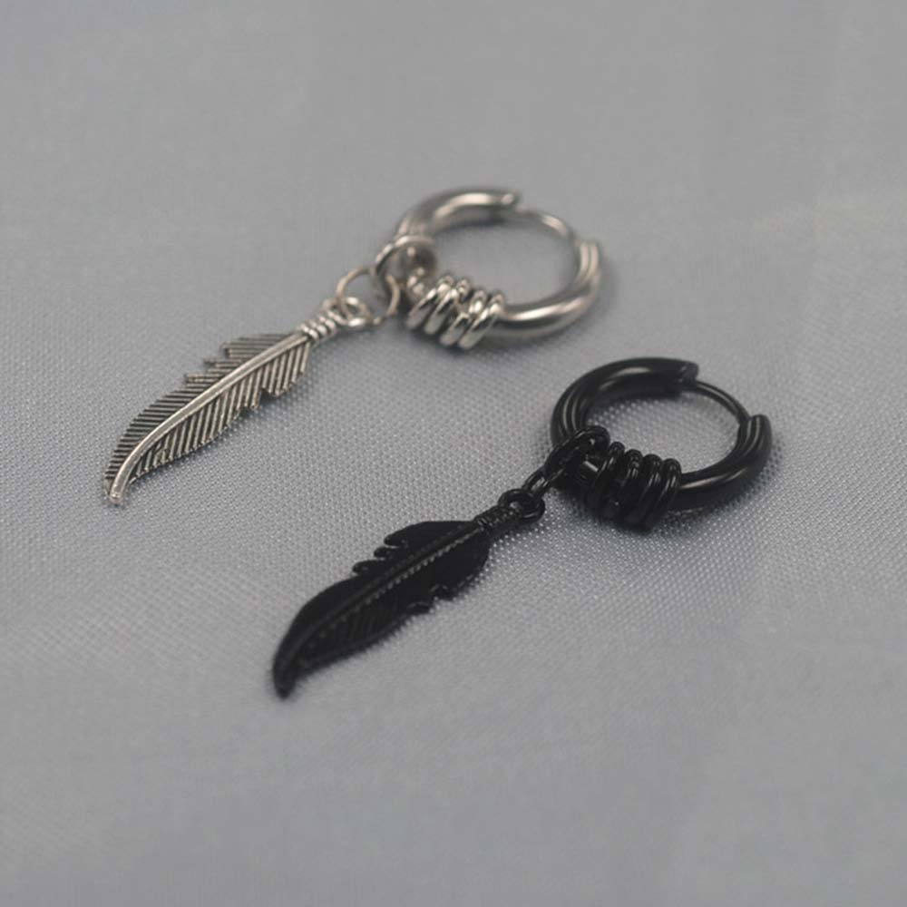 Korean Gift Zinc Zinc Alloy Men Fashion Jewelry Feather Hoop Earrings Stainless Steel Cross Stud Earrings