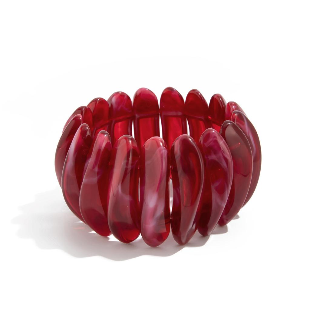 IngeSight.Z 2026 Boho Geometric Acrylic Resin Elasticity Bangles Ring Set Women Vintage CCB Beads Bangle Bracelets Charm Jewelry