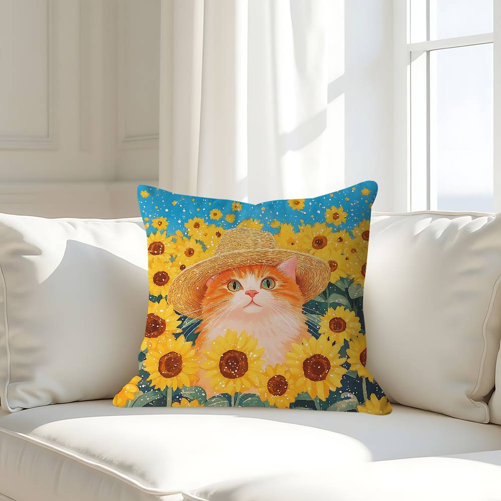 Кот Растение Современная Наволочка 30x50 Полиэстер Диванные Подушки Декоративные Подушки-Пледы Домашний Декор Наволочка 16x16Inch