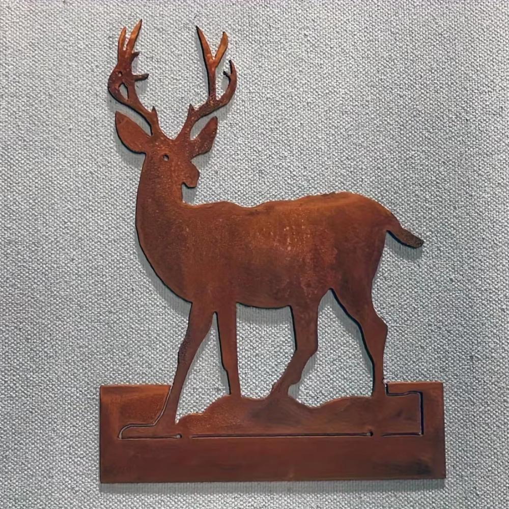 1pc Rustic Metal Spruce Tree and Elk Ornaments - Hunting Decor and Gifts for Christmas and New Year's Decoration