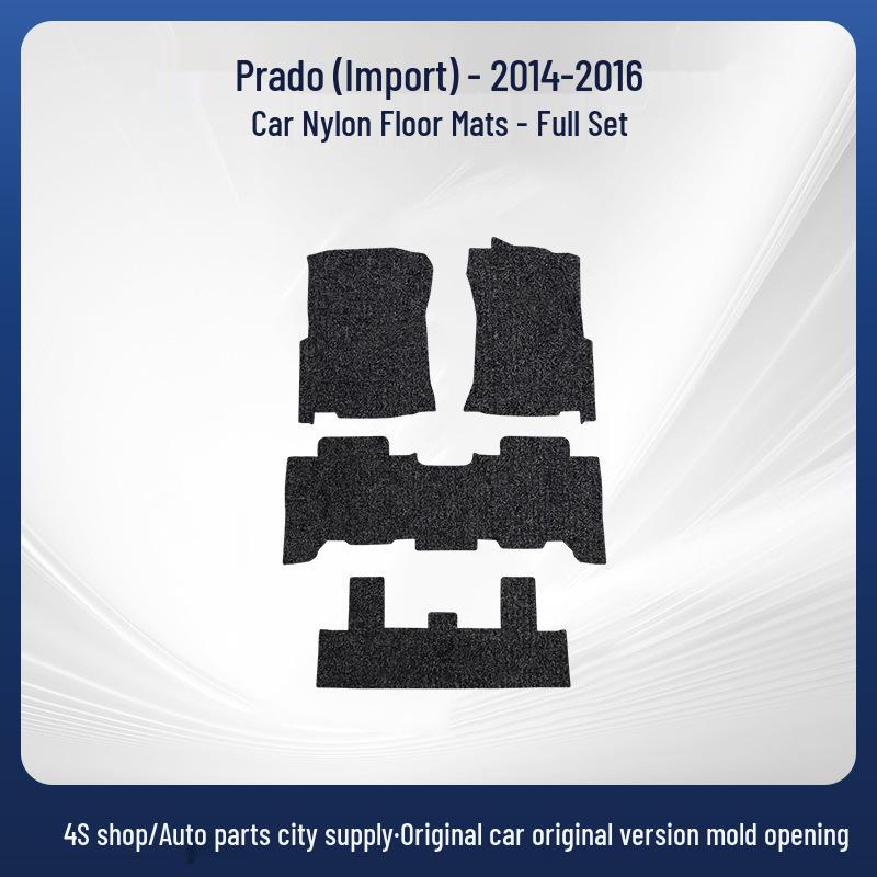 Detachable Black Nylon Floor Mats, Dirt-Resistant, Fit Toyota Prado 2014-2016.