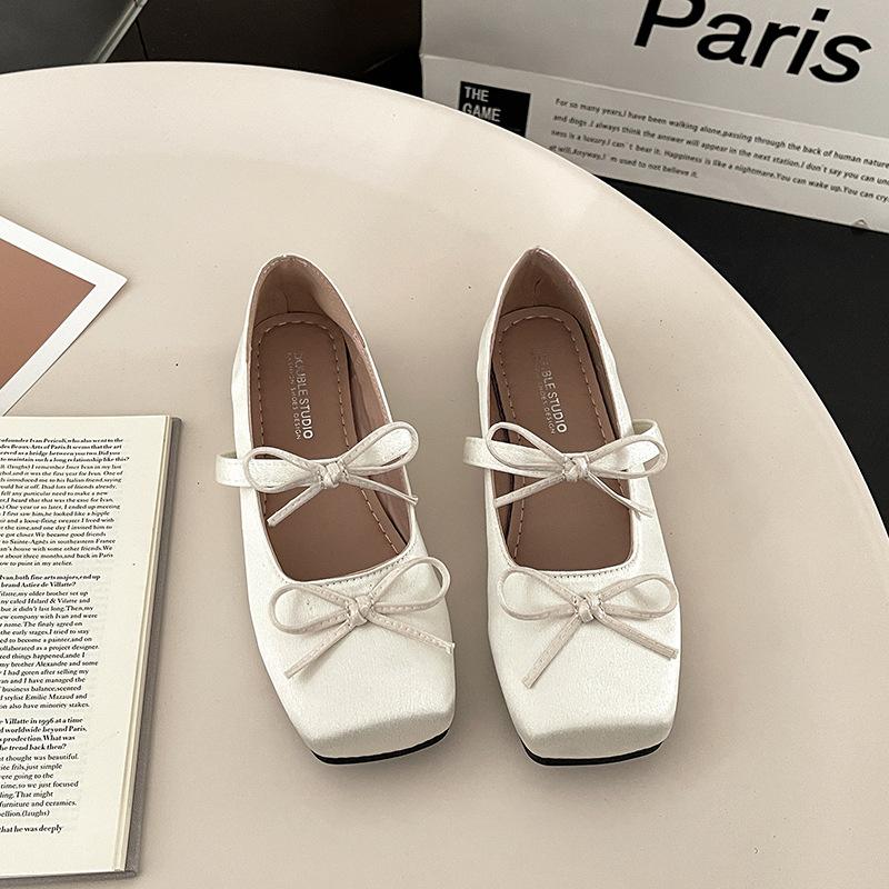 2025 Spring and Summer Fashion Doudou Shoes Versatile Mary Jane Shoes Comfortable Ladyshoes Trendy Square Head Inner Height Increase Flat Sole Shoes
