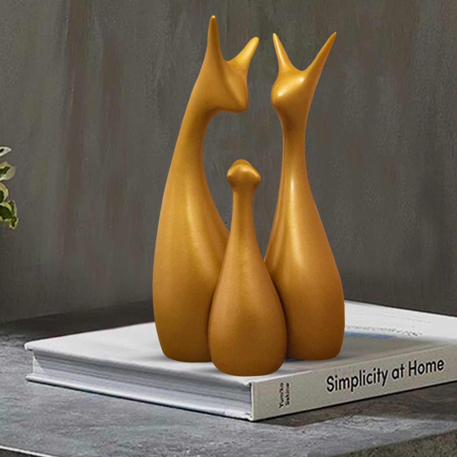 

Декор для дома Счастливая семья оленей Керамическая фигурка (Набор из 3 штук, Матовое золото) золотистый