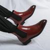 Buty Wysokie Skórzane Czerwona Podeszwa Wiosna Jesień Szpiczasty Nosek Zapięcie na Rzepy Duży Rozmiar Buty Męskie Buty Martin Codzienne Brytyjskie Buty Chelsea