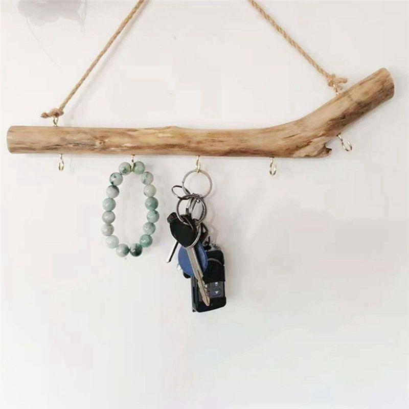 M-Modern-1 Piece Wooden Hook Driftwood Hook Vintage Decor Supplies Easy To Use Branch Hanger Holder For Entryway Small Item Clos