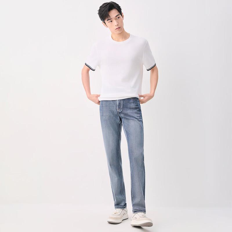 Baoxiniao Men's Cool-Feel Stretch Straight-Leg Jeans
