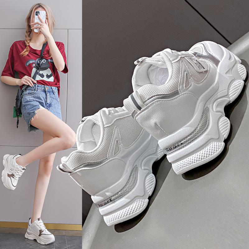 Mesh breathable thick-soled dad shoes women's 2025 new spring and summer height increase Internet celebrities show feet small leisure sports women's s