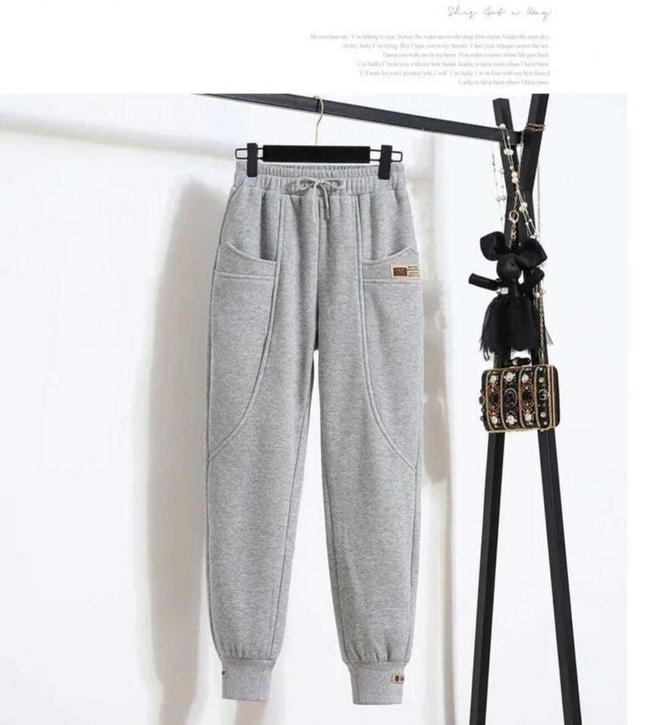 Women's Velvet Fleece-Lined Jogger Pants - Casual, Loose-Fit Harem Style