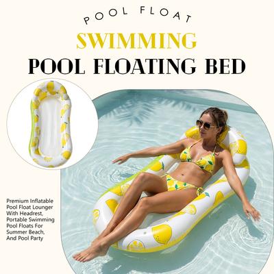 Boia Inflável Premium para Piscina com Apoio de Cabeça, Boias Portáteis para Piscina para Praia de Verão e Festa na Piscina