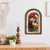 Vintage Framed Wall Art, Curved Wooden Floral Wall Art, Arched Wood Framed Wall Art, Rustic French Country Style Paintings for Bedroom
