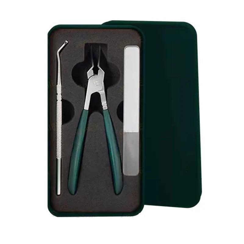 

Anti-Splash 25° Slant Edge Nail Clipper 3-Piece Set Stainless Steel Portable Manicure and Pedicure Tool Nail Clipper Set зелений