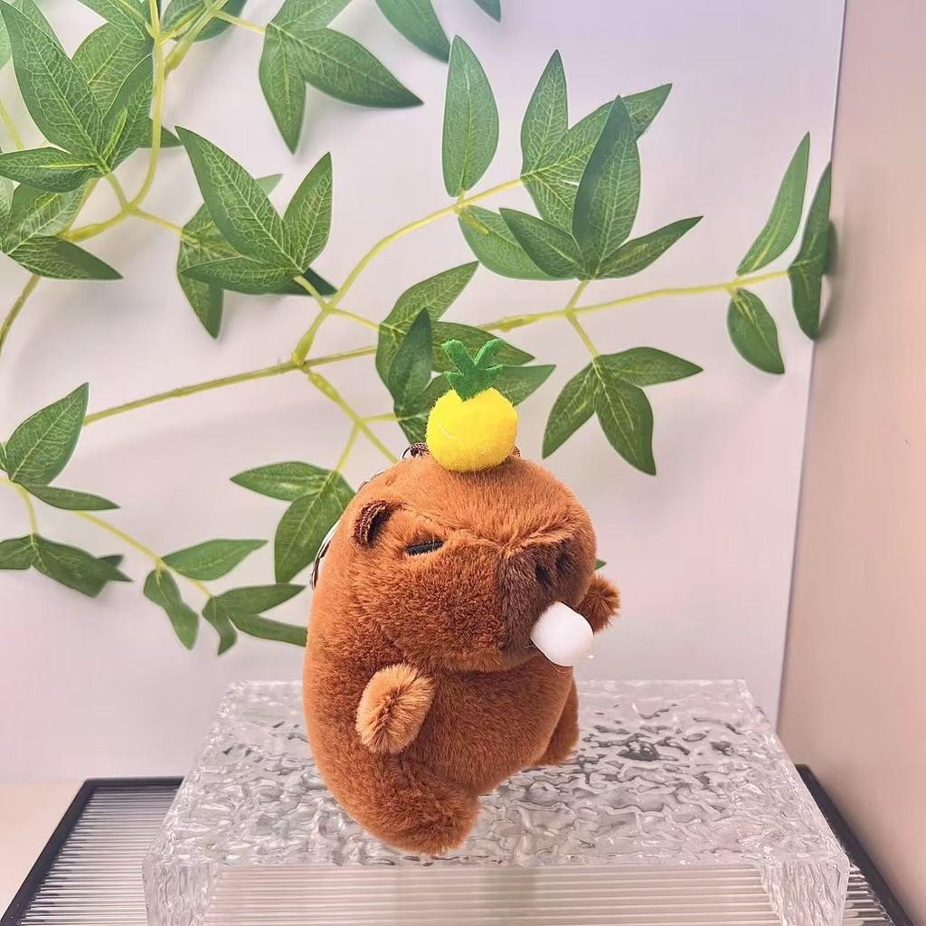 Blow Bubble Capybara Keychain Top Persimmon Kids Backpack Hanging Doll Plush