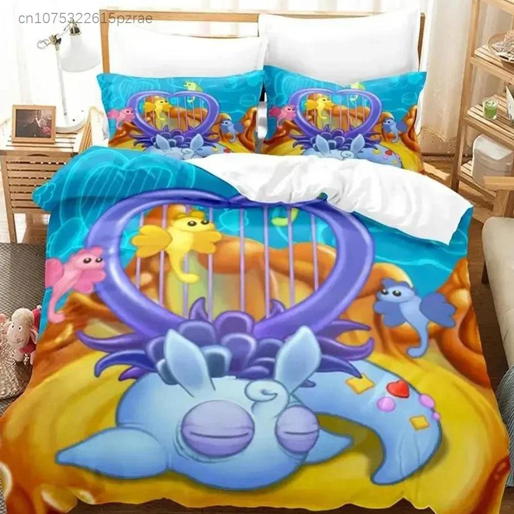 Game My Singing Monsters Bedding Set Printed Bed Set With Pillowcase Duvet Cover Soft Queen King Size Bedclothes Home Boys Adult