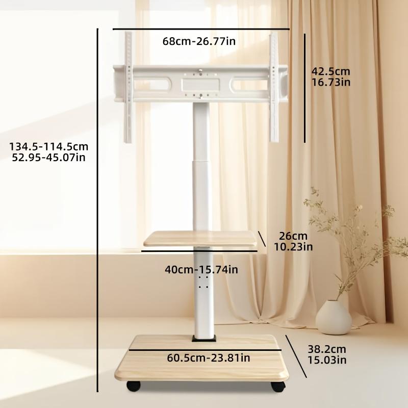Mobile TV Cart ,Floor Rolling TV Stand with Wheels for 26-75 Inch TVs Up To 99 Lbs, TV Stand with Swivel and Height Adjustment
