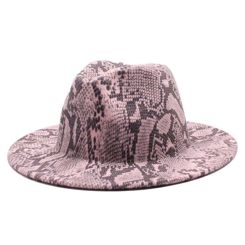 Hat British Style Spring Men'S And Women'S Snake Pattern Woolen Jazz Hat, Top Hat