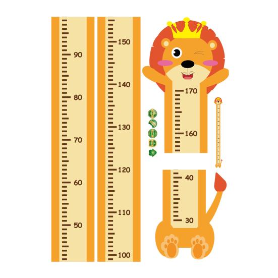 Animal Baby Growth Chart Decal Self-Adhesive Children Bedroom Play Room Nursery Boys Girls Height Measurement Ruler Wall Sticker