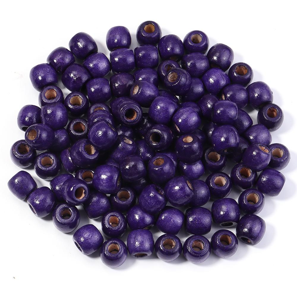 50-100Pcs Natural Wooden Beads Colorful Barrel Shaped Wood Beads Big Hole Loose Beads For Jewelry Making DIY Hair Accessories