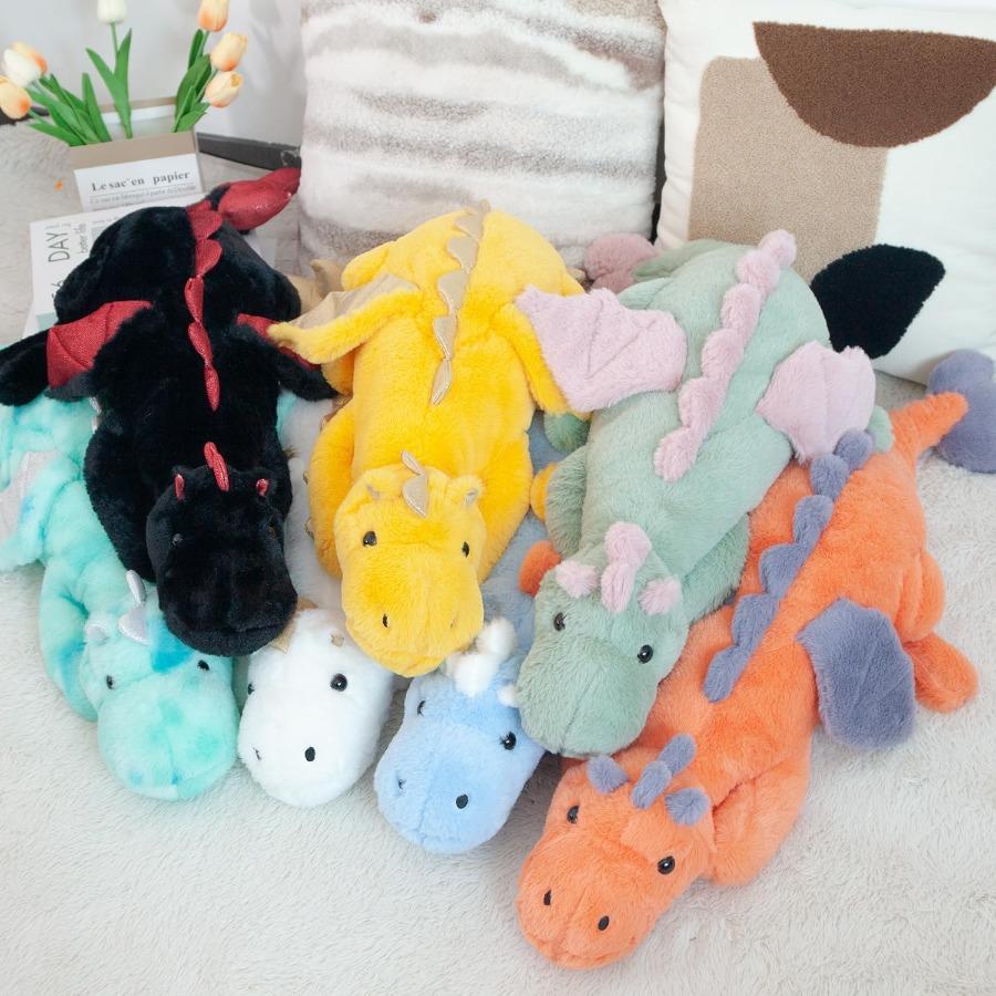 Giant 50in 3Lb Black Dragon Stuffed Animal Featuring Wings Fuzzy Plush Toy Cuddly Gentle Green Pterosaur Plushie Designed for Friends Family Me