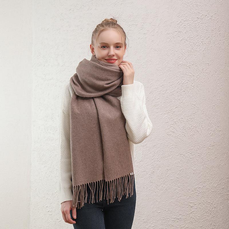 Scarf for Women Autumn and Winter Warm Thickened Wool Imitation Cashmere Scarf Winter All Match Men's Shawl Solid Color Scarf